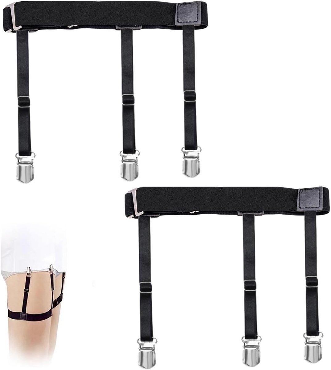 Hemdhouder voor mannen - Elastisch en flexibel - Verstelbare garter met antislipclips - Houdt hemden op hun plek - ShopVlot