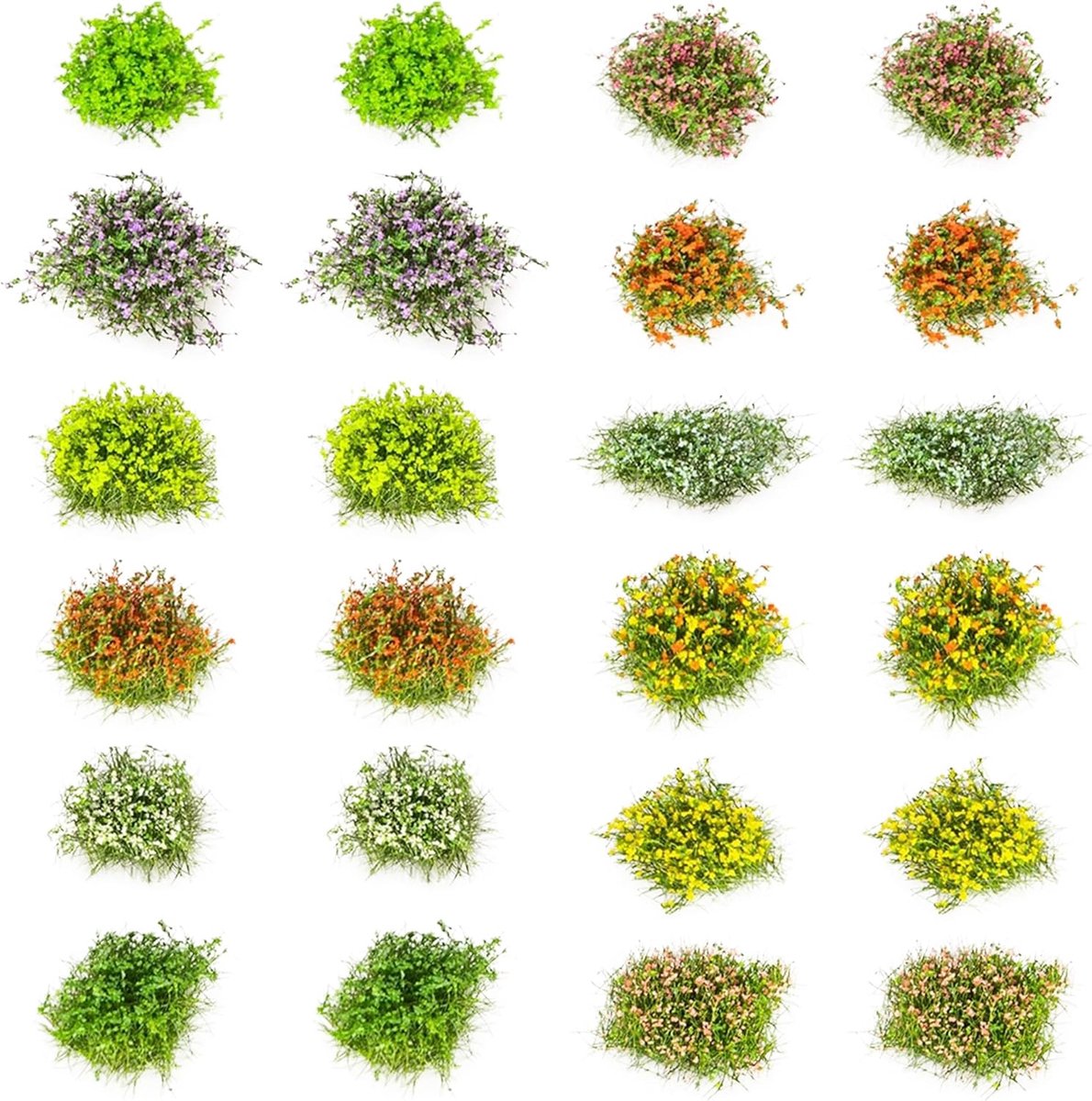Miniatuur bloemenclusters 24 stuks - Diverse kleuren - Geschikt voor modelbouw - Creëer levendige landschappen - ShopVlot