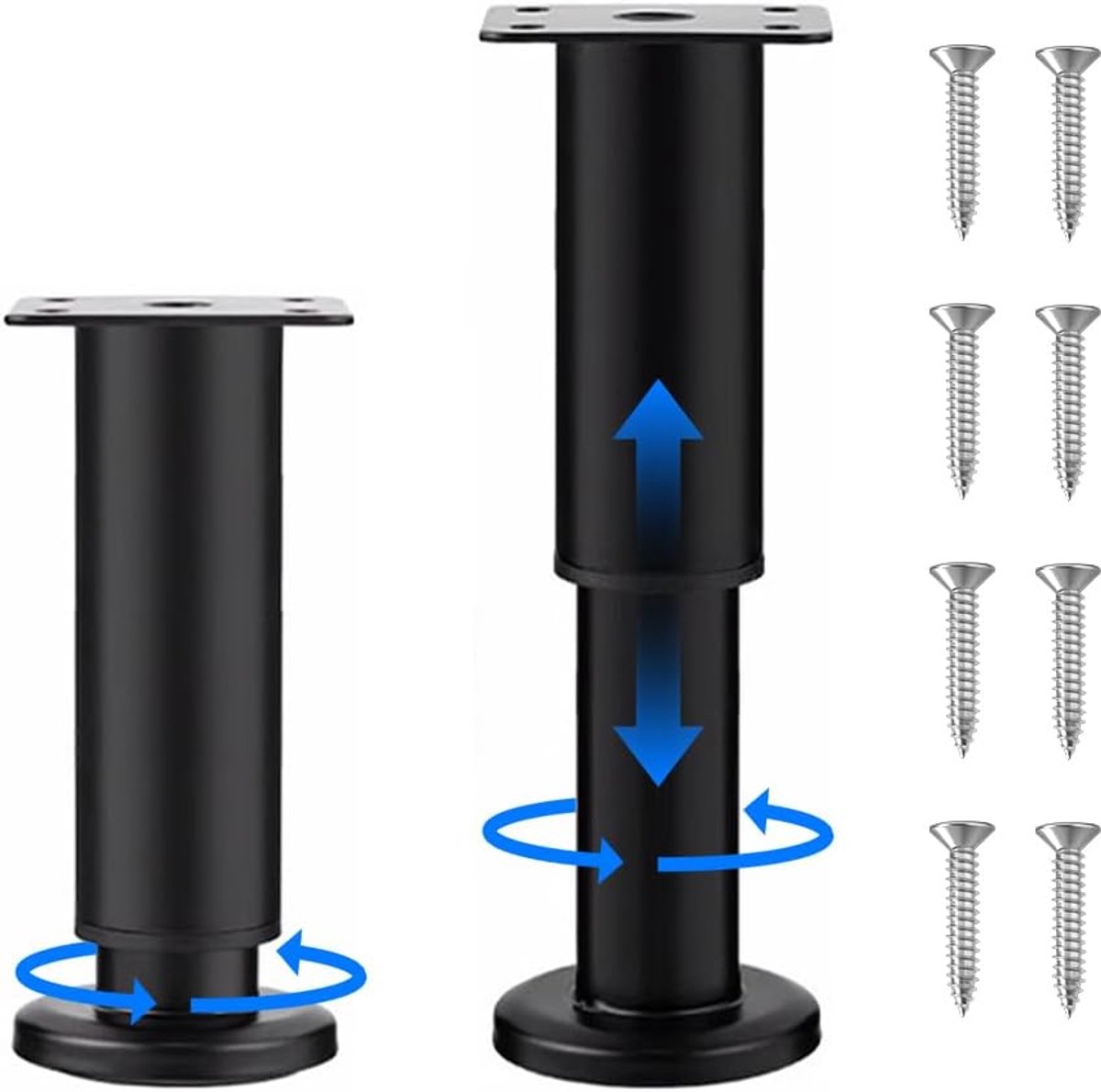 Meubelpoten set van 2 verstelbare meubelpoten - roestvrij staal - hoogte verstelbaar - perfect voor meubels - ShopVlot