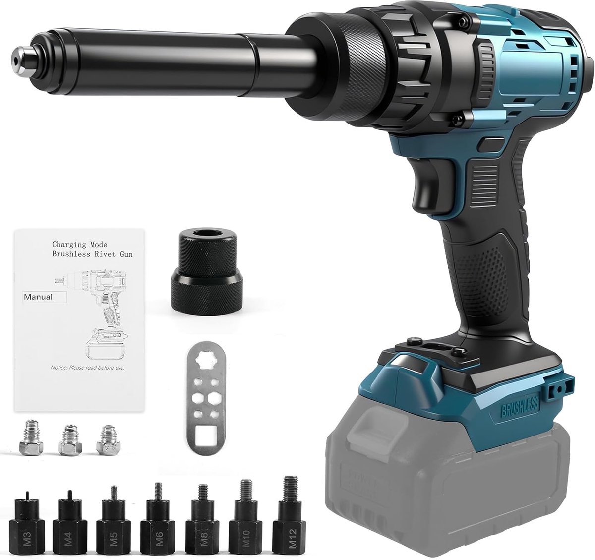 Draadloze Heftang en Riveerbus Gereedschap - Geschikt voor Makita 18V - Inclusief 4 Adapters - ShopVlot
