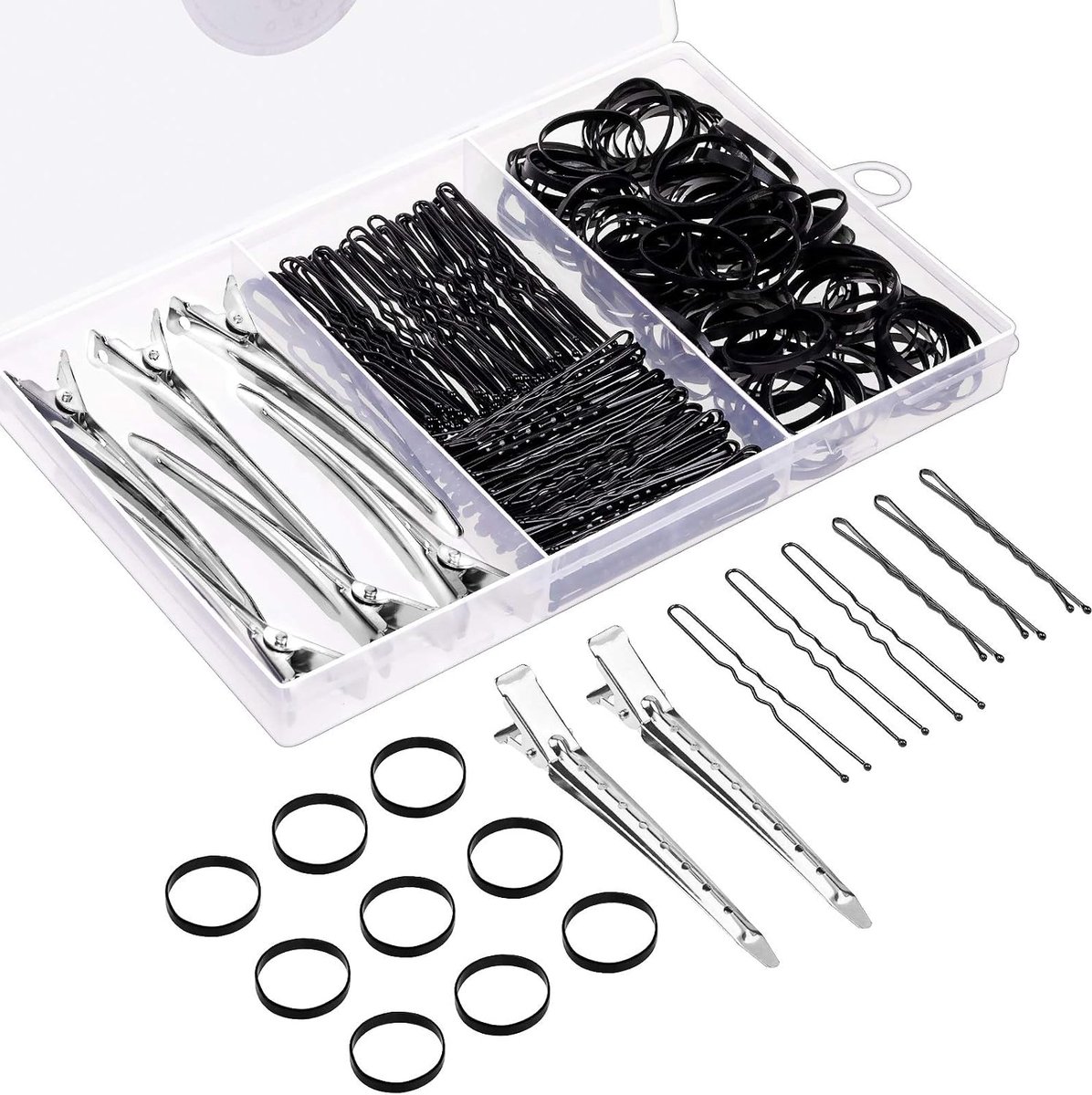 Haaraccessoires set 306 stuks - 50 bobby pins - 200 mini haarbandjes - ideaal voor haarstyling - ShopVlot