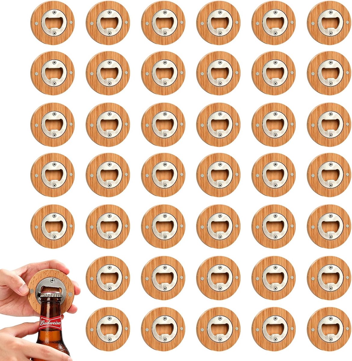 flesopener 40 stuks - houten - magnetisch - leuk cadeau voor mannen - ShopVlot