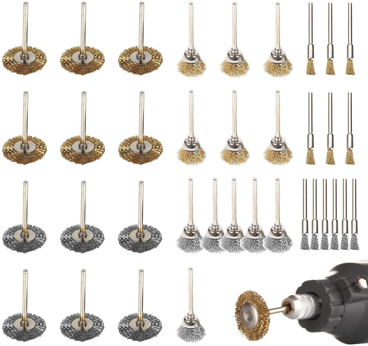 Stalen borstel 36-delig - Messing borstel - Voor roestverwijdering - Voor verschillende metalen oppervlakken - ShopVlot