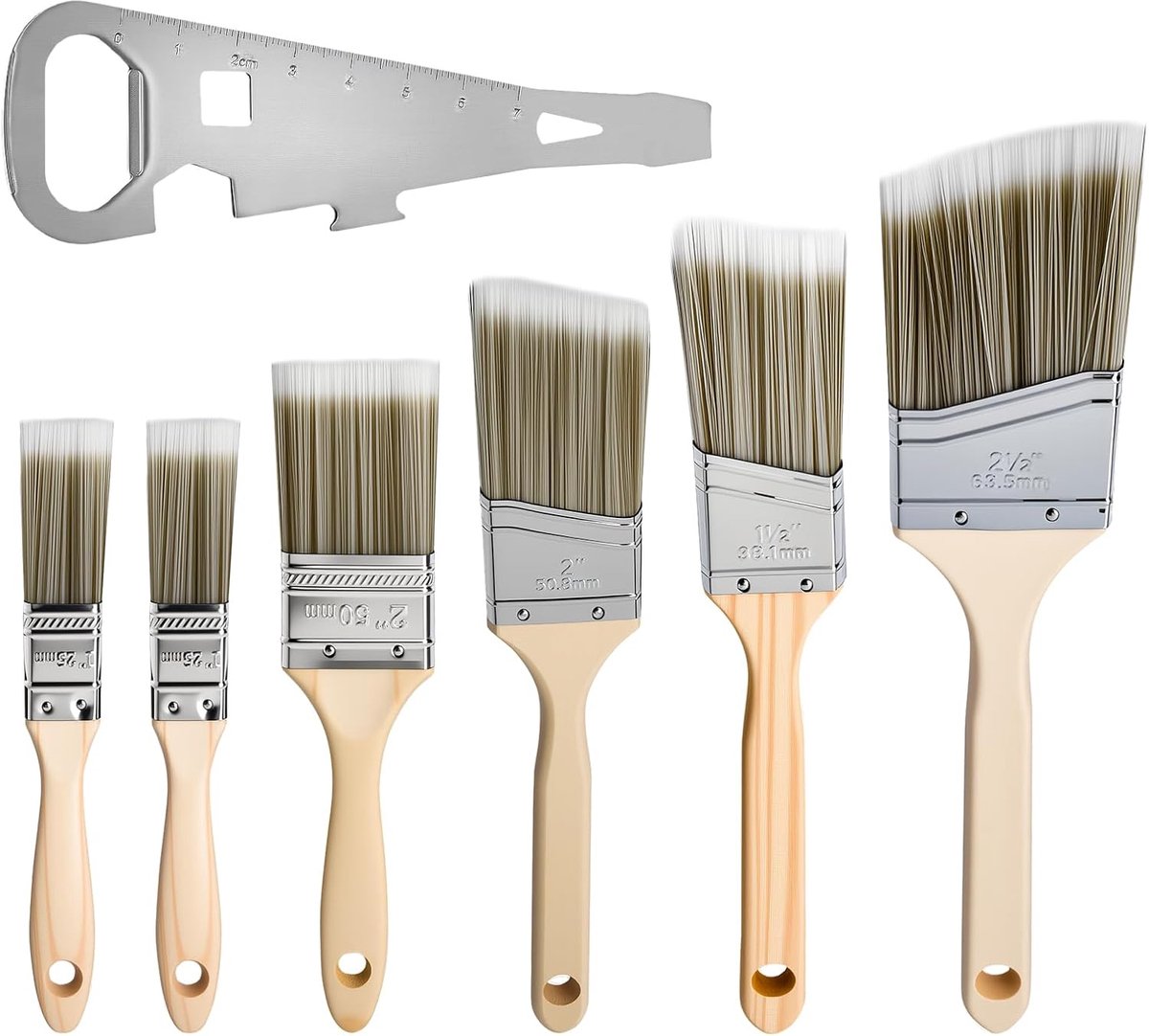 Verfkwasten set van 7 - Professionele verfborstels - Diverse maten en vormen - Ideaal voor schilderprojecten - ShopVlot