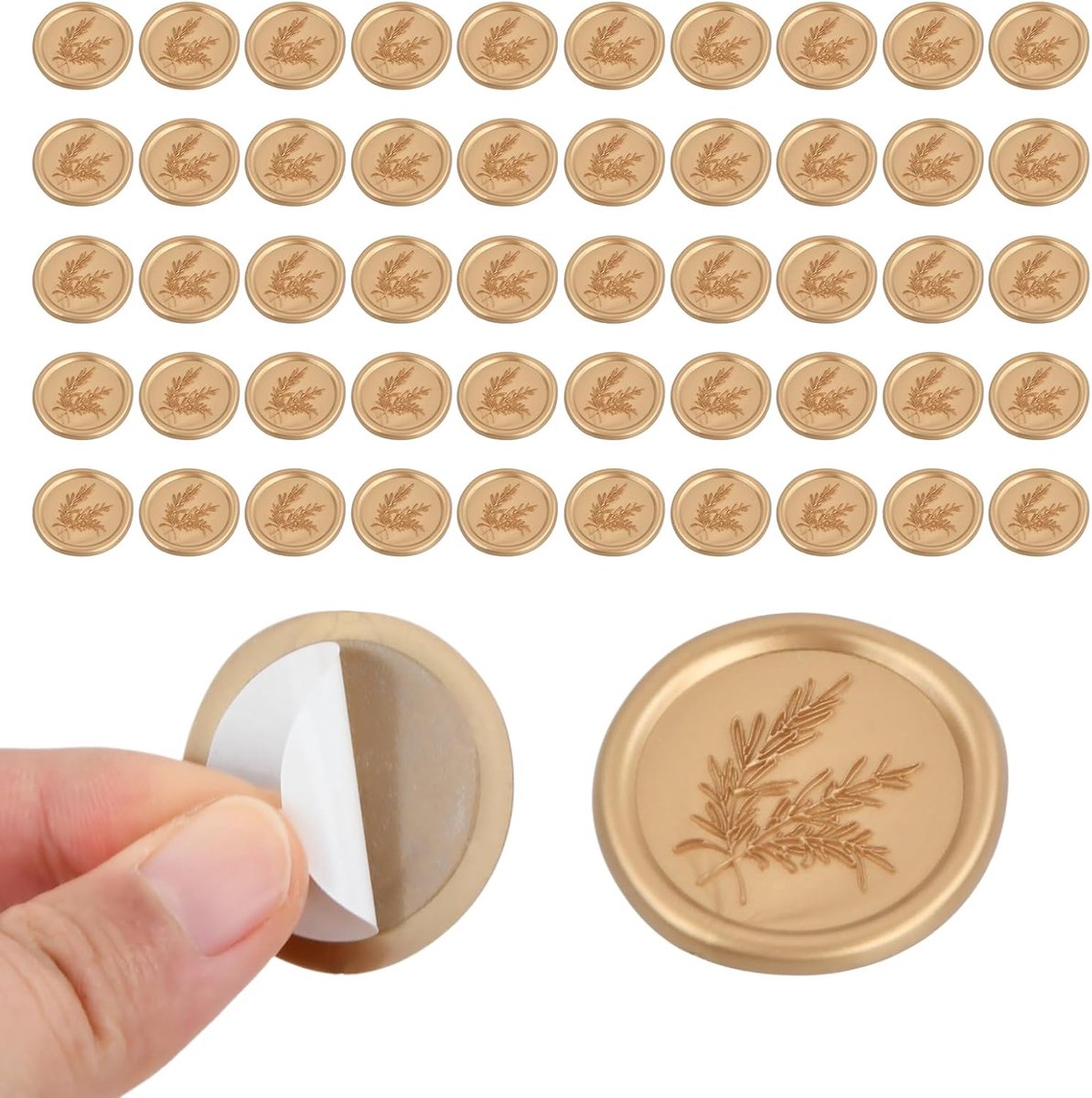 Wax Seal Stickers Goud - Zelfklevende Stippen - Rozemarijn Embossed - Perfect voor Vintage Bruiloft - ShopVlot