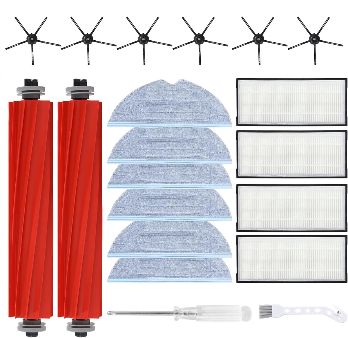 Vervangingsonderdelen Roborock S7 - 20 Stuks - Inclusief 2 Hoofdborstel, 4 Filters, 6 Zijborstels - ShopVlot