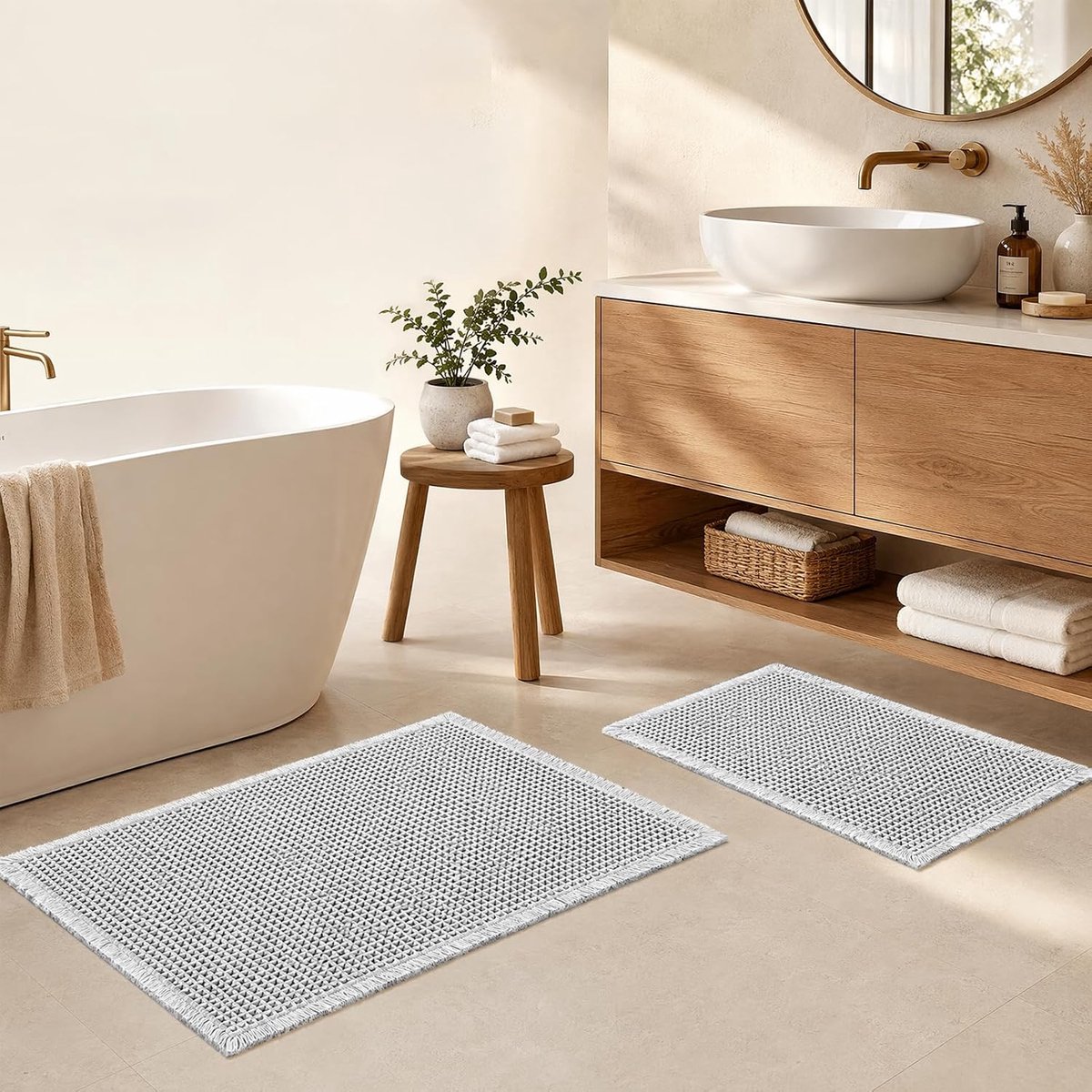 Badkamertapijtenset 2-delig - antislip en wasbaar - waterabsorberend - ideaal voor comfort na het douchen - ShopVlot