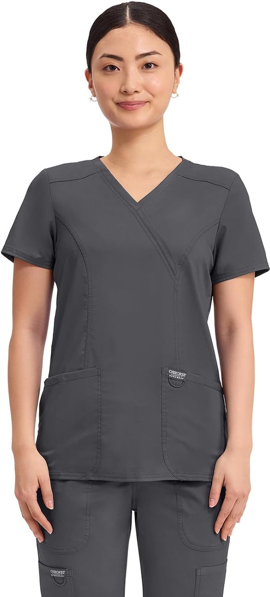Cherokee - Women's Uniform, Fake Tunic Line Revolution, Size XXS, Grey (tinn), 18267 - ShopVlot