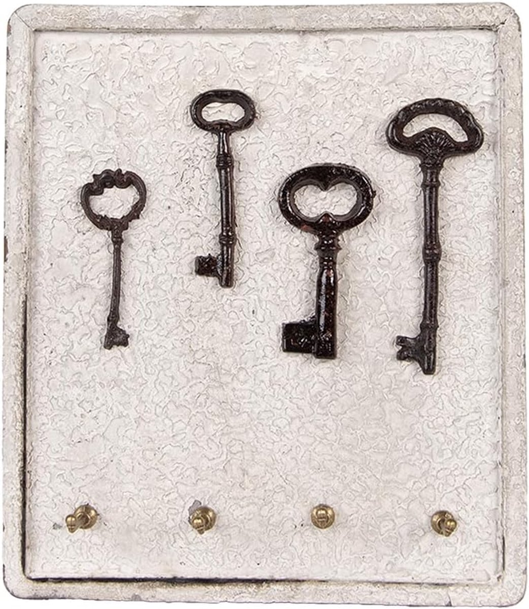 Clayre & Eef Key Rack 22x5x25cm Beige Wood Metal - ShopVlot