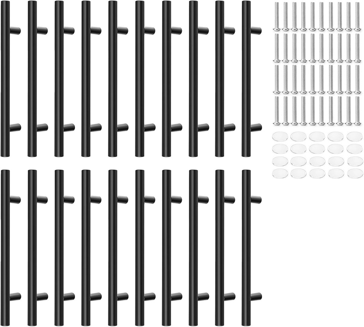 20stuks Set Roestvrijstalen T-Vormige Holle Handgrepen, Matzwart, Voor Kastlades En Kastdeuren, Interieurbeslag - ShopVlot