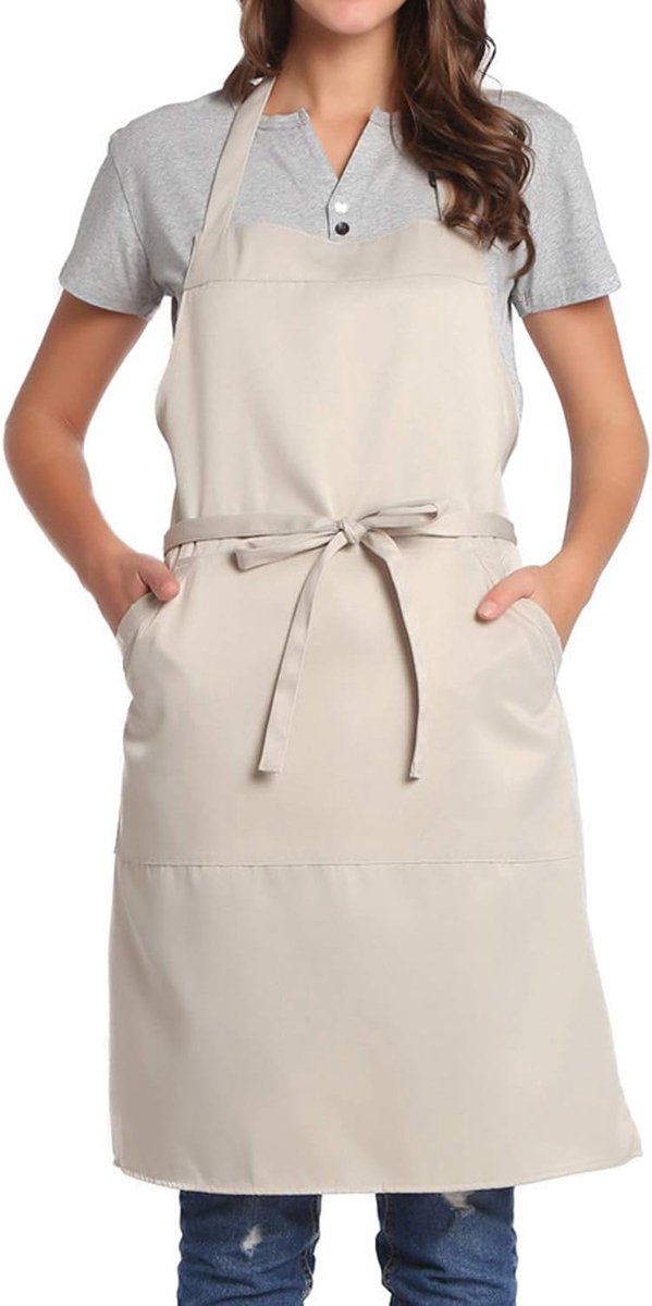BIGHAS Adjustable Apron with Bag, Extra Long Straps for Women and Men, 18 Colours, for Cooking, Kitchen, Home - ShopVlot