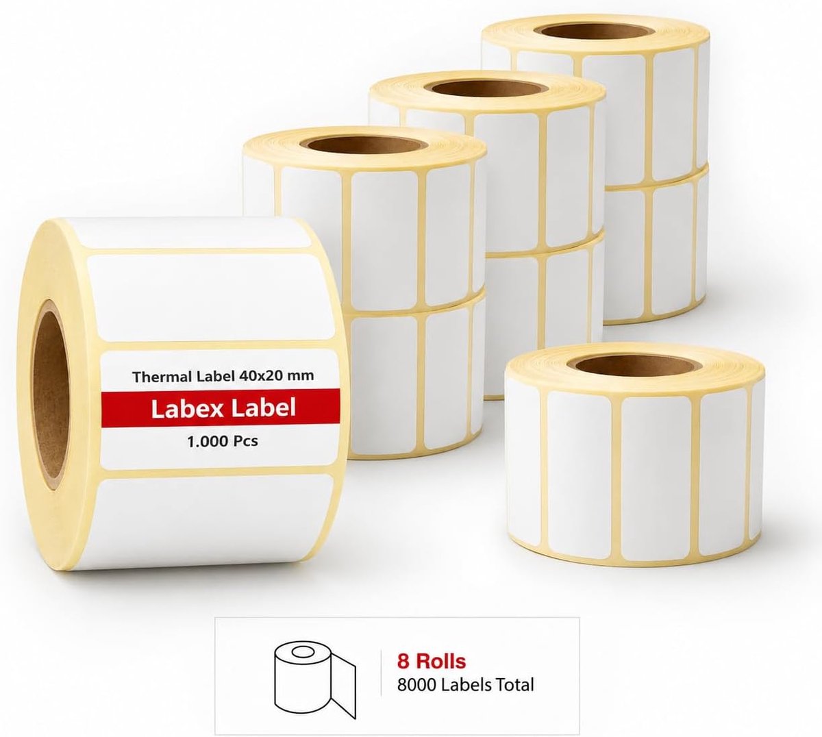 Thermal labels 40x20mm on roll – Thermal Labels Bulk pack – High Volume – 8 rolls 8000 labels – Without ribbon – TSC - ShopVlot