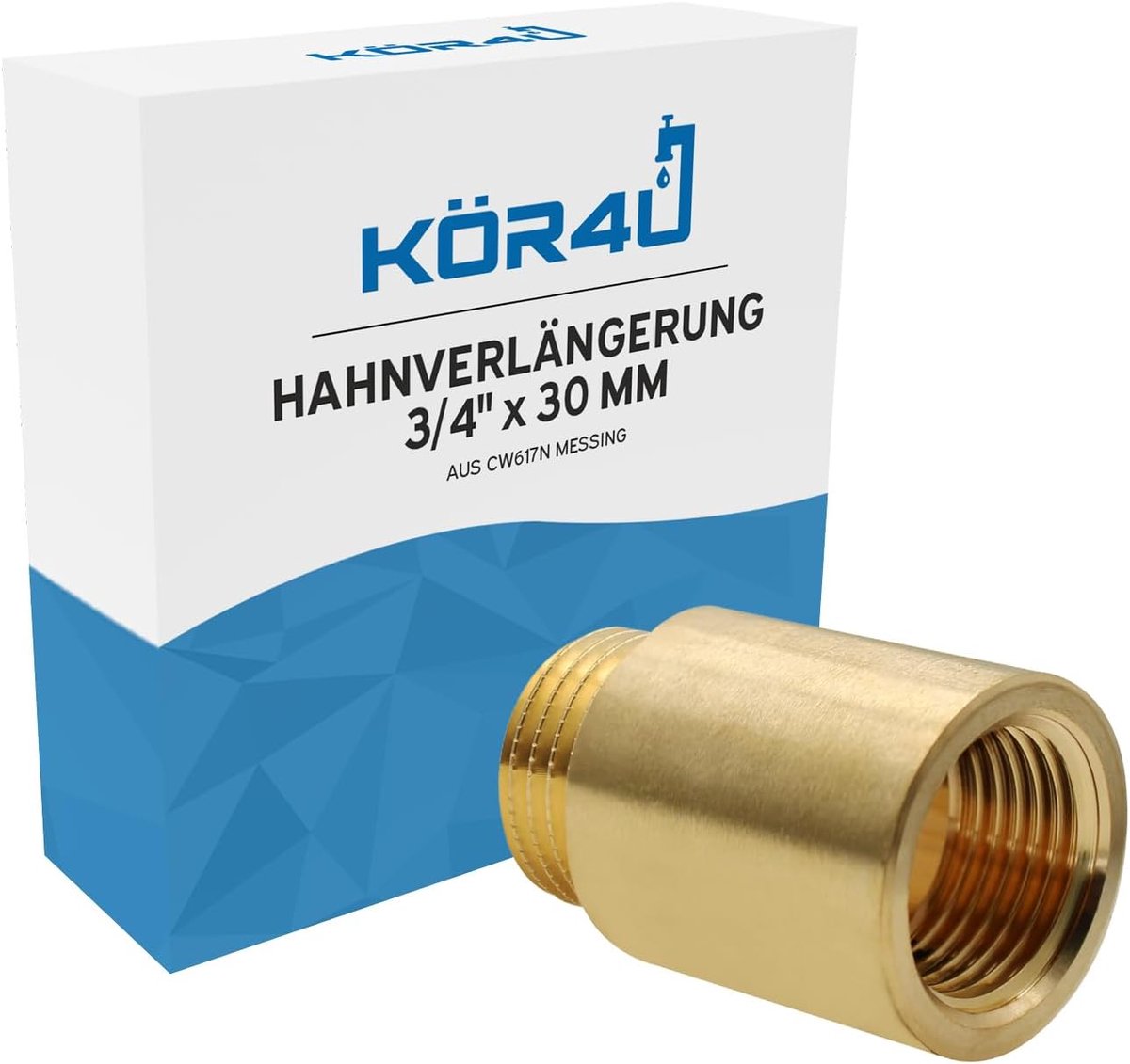 kör4u Tap extension brass 3/4 inch x 30 mm, thread extension, suitable for drinking water - ShopVlot