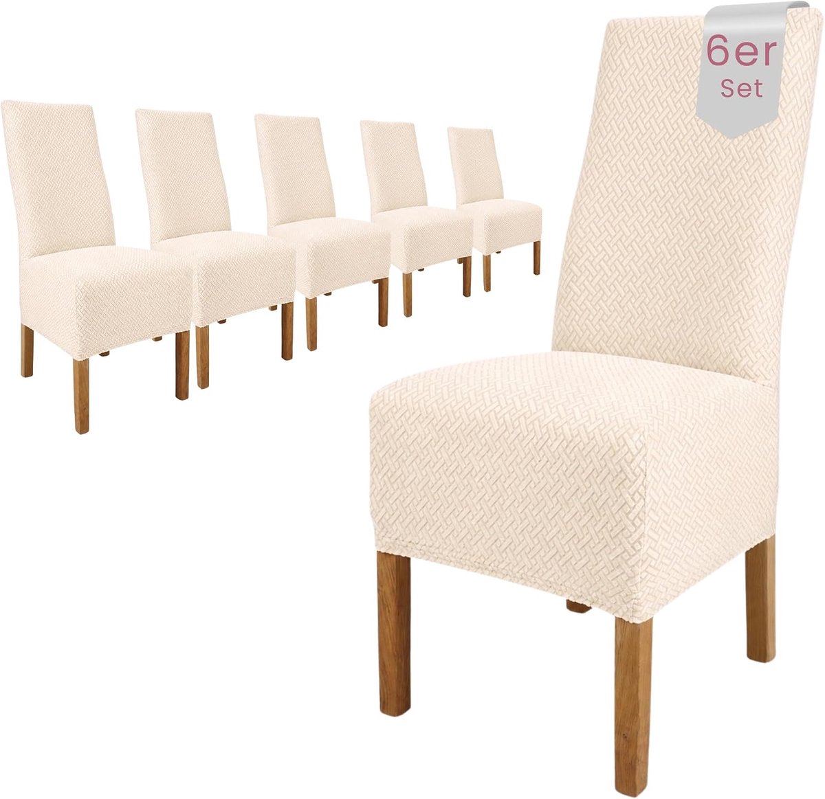 Scheffler-Home Stretch Chair Cover Luna-Long/Set of 6 Elastic Seat Covers/Seat Cover Cantilever Chairs/Microfibre - ShopVlot