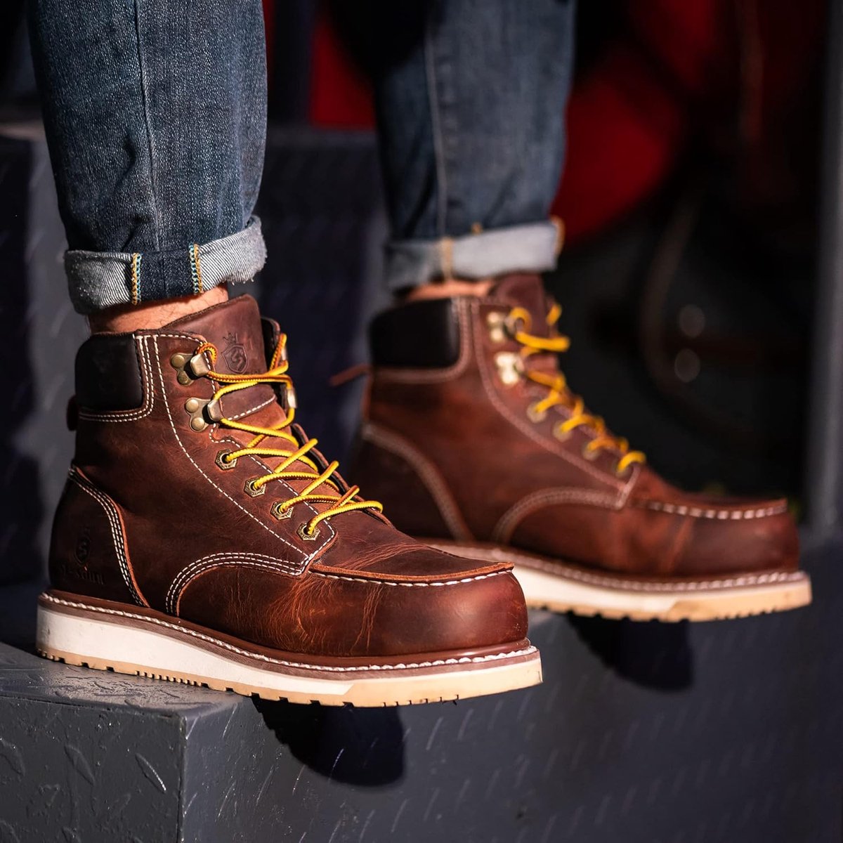 Handmade Waterproof Soft Moc Toe Classic Boots Fashion Genuine Goodyear-welted Full Grain Leather - Echt Leer - ShopVlot