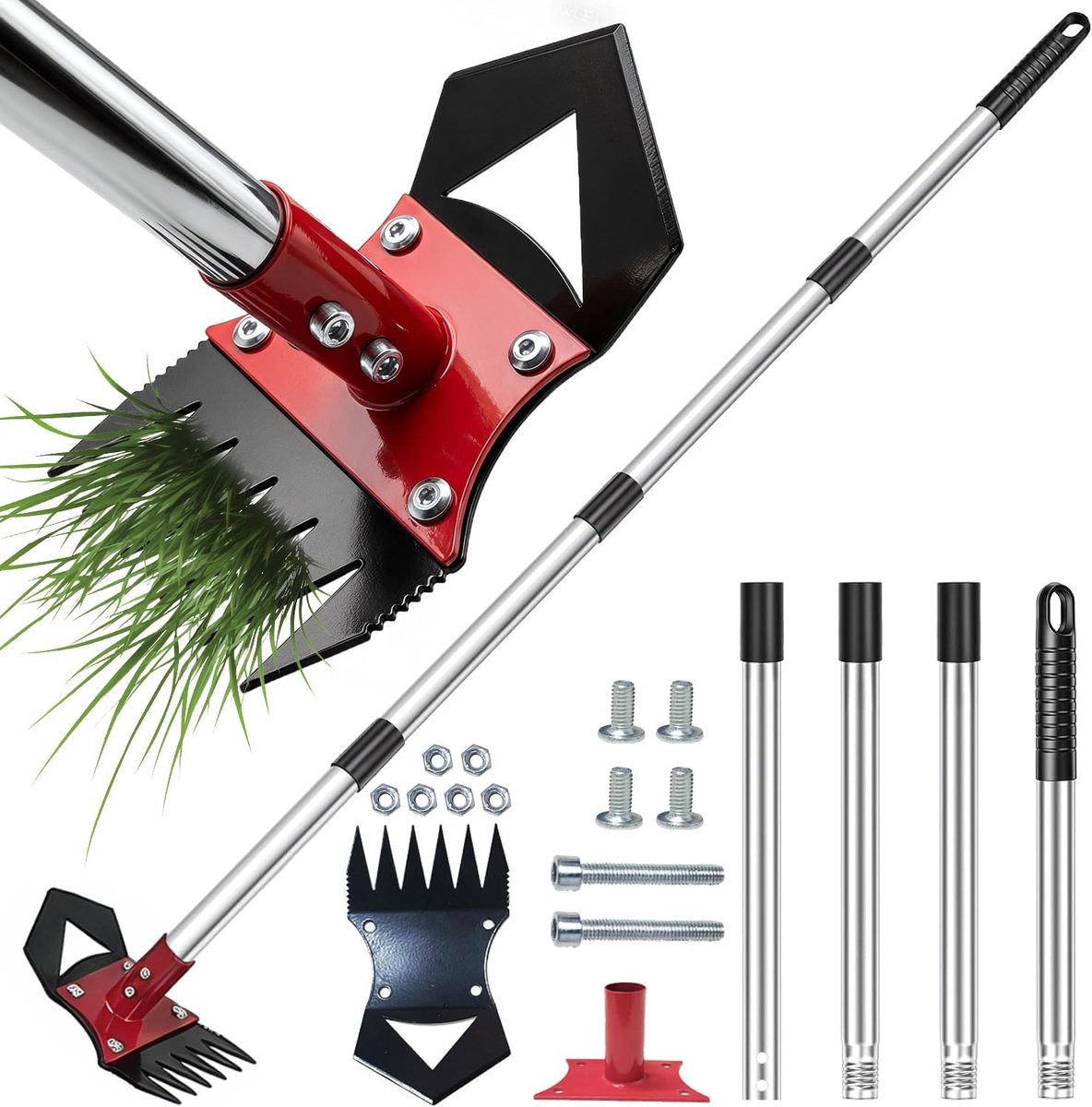 Onkruidverwijderaar, lengte 156 cm, onkruidverwijderaar, tuingereedschap, 2-in-1 onkruidhark en tuinhak - ShopVlot