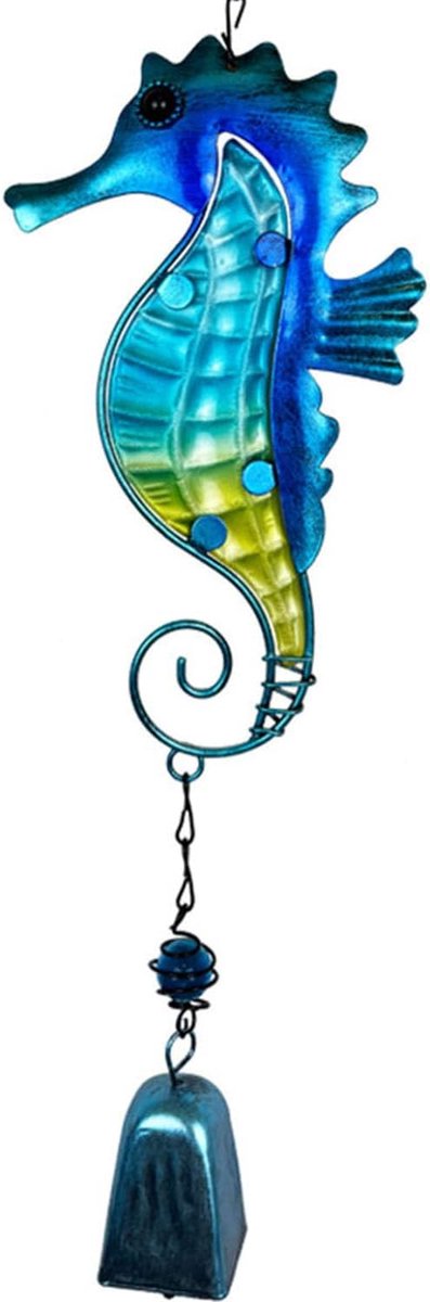 Glass Wind Chime for Garden, Blue Wind Chime for Patio Hanging Decoration, Ocean Wind Chime Outdoor Porch Balcony - ShopVlot