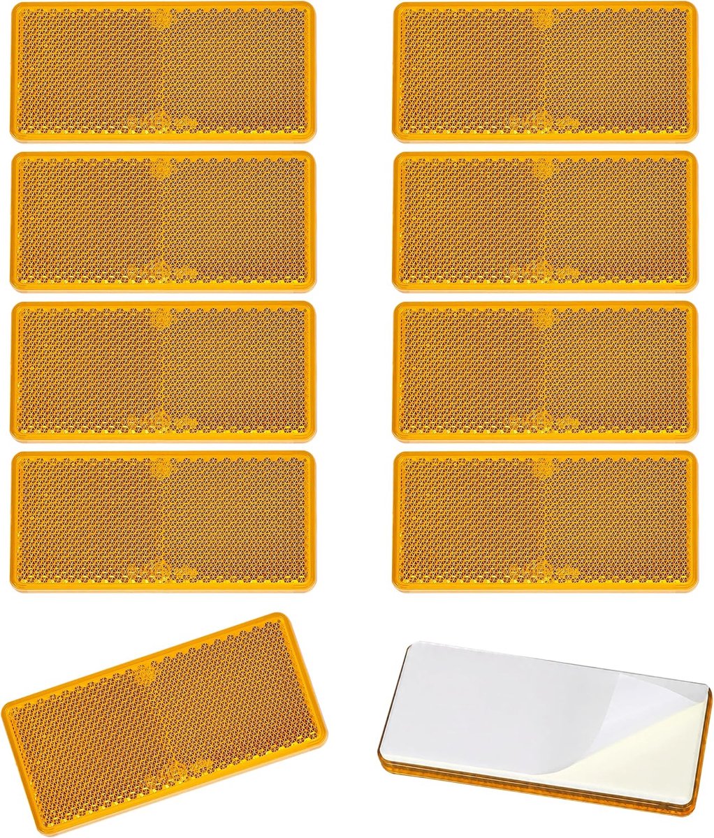 10-Pack Self Adhesive Reflectors Yellow Rectangular Stick-on Reflectors Safety Reflective for - ShopVlot