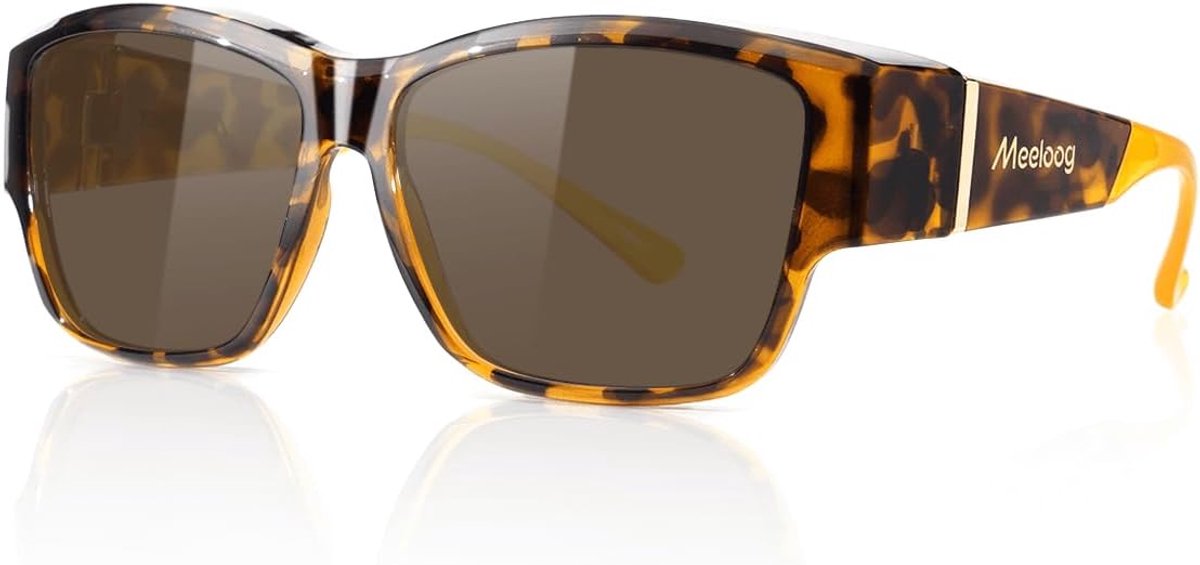 Meeloog Polarised sunglasses, rectangular, lightweight, all-round design over glasses for riding and riding, DEMST6470 - ShopVlot