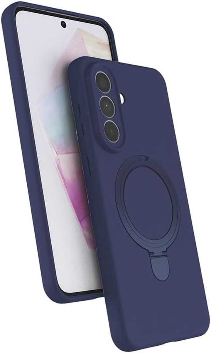 Hoesje Geschikt voor Samsung Galaxy A57 Hoesje – Navy – Zachte Siliconen Backcover met Ring – MagSafe Geschikt – Slim & Beschermend