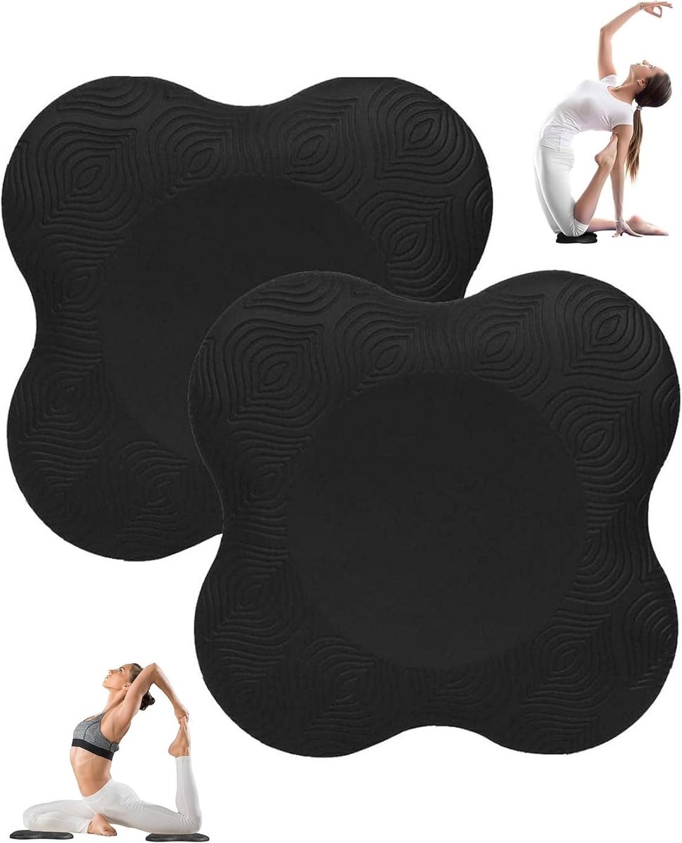 Silicone Yoga knieschener 2 stuks zwart,slijpvast en slijtvast,beschermt knie handgeleden Ellboog knikels - ShopVlot