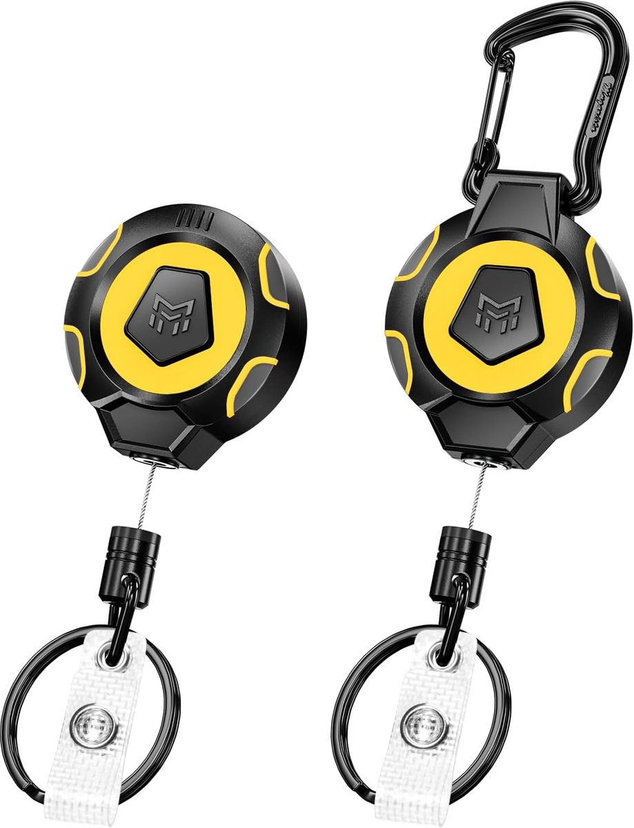 Retractable keychain 2-pack - Heavy duty met karabijnhaak en riemclip - 80cm RVS kabel - ShopVlot