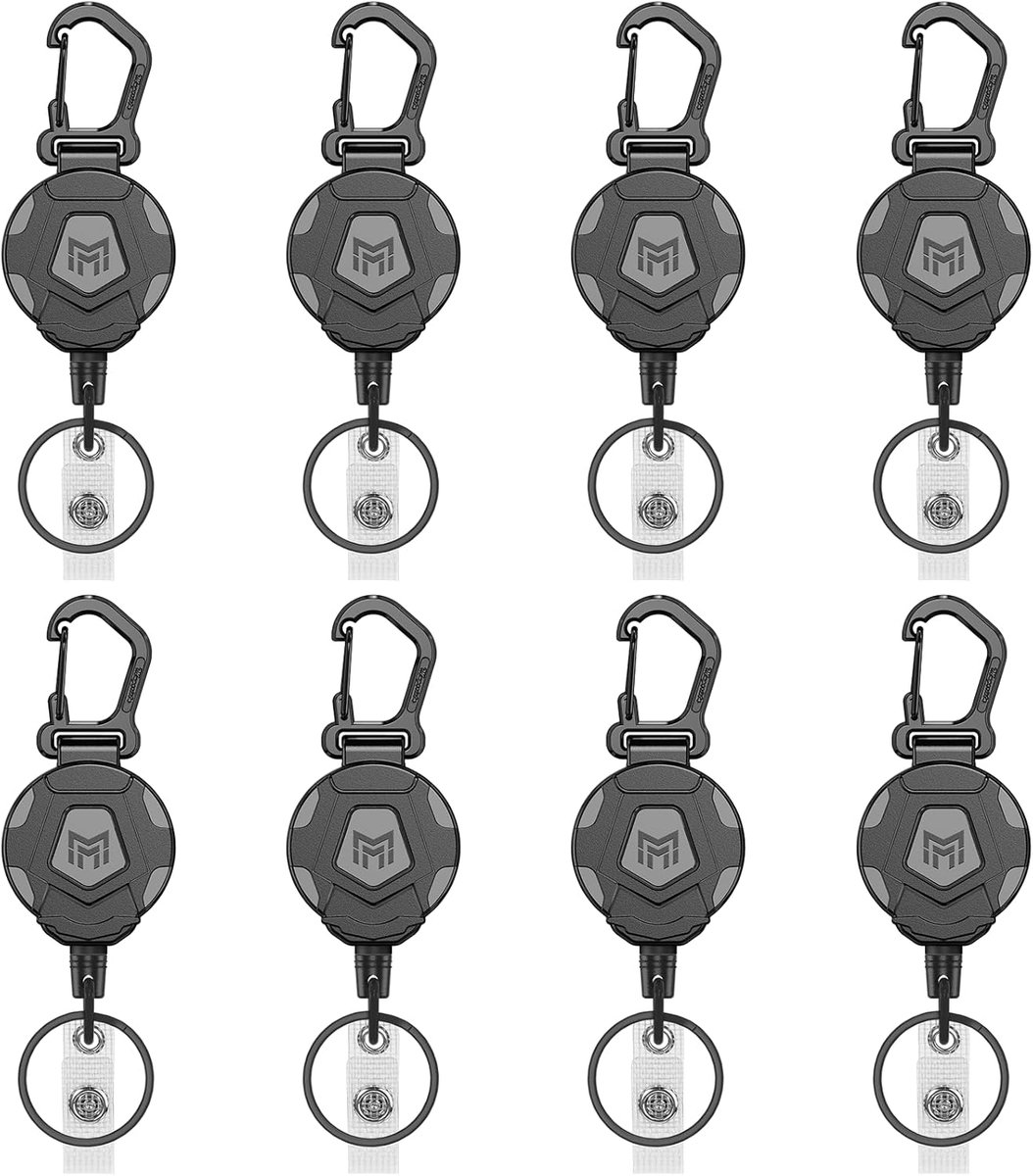 Retractable keychain set van 8 - duurzame karabijnhaak - ID-kaarthouder - ideaal voor snel toegang - ShopVlot