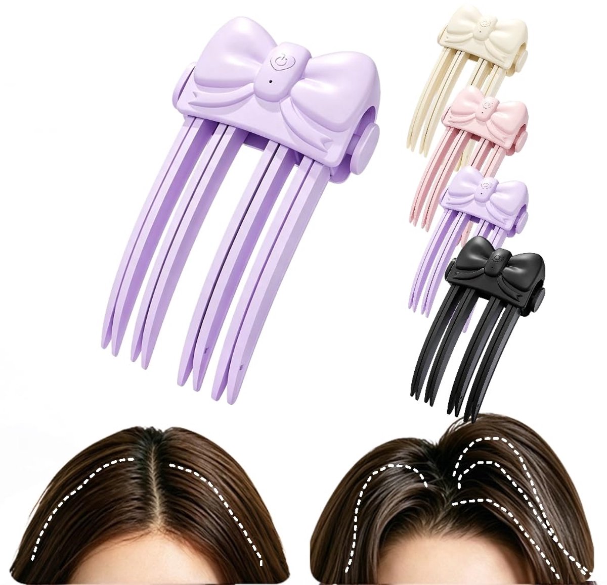 Verwarmde volumeclip voor de haaraanzet – Draagbaar – Draadloze verwarming – Stylingtool – Instelbare temperatuur; Geschikt voor fijn en grof haar; Ideaal voor dameskapsels, geeft volume aan het haar bovenop het hoofd (Paars)