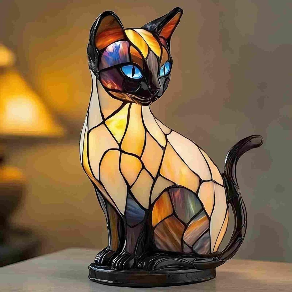Casalora® 3D-nachtlampje in retro-dierenvorm – Tafel-nachtlampje van kunsthars – Creatieve tafellamp in dierenvorm – Schattige tafellamp in de vorm van een kat – Geschikt voor slaapkamer, kantoor, verjaardagscadeau – Meerkleurig