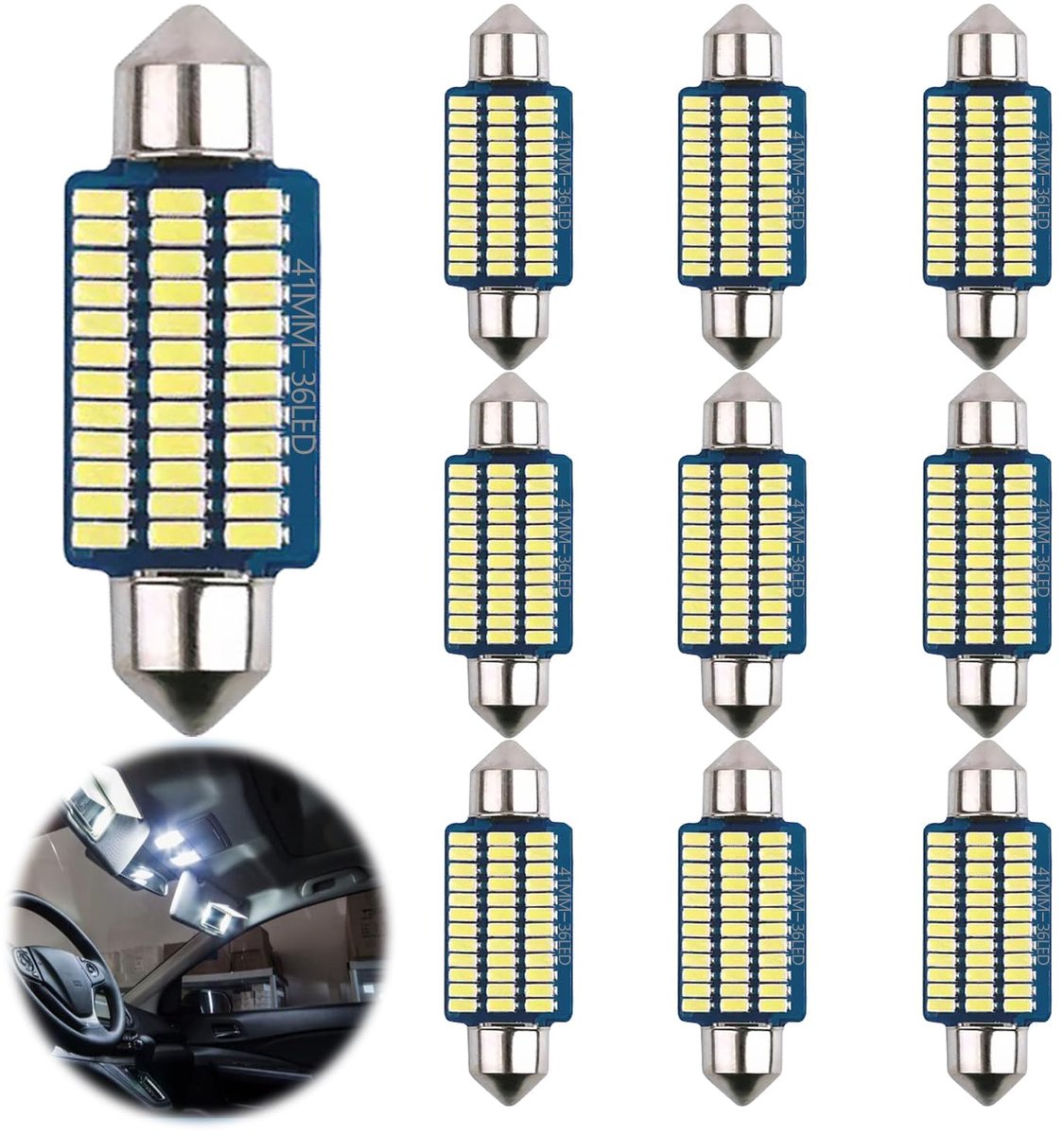 Led-binnenverlichting auto 41 mm - koud wit - plug and play - sfeervolle autoverlichting - ShopVlot
