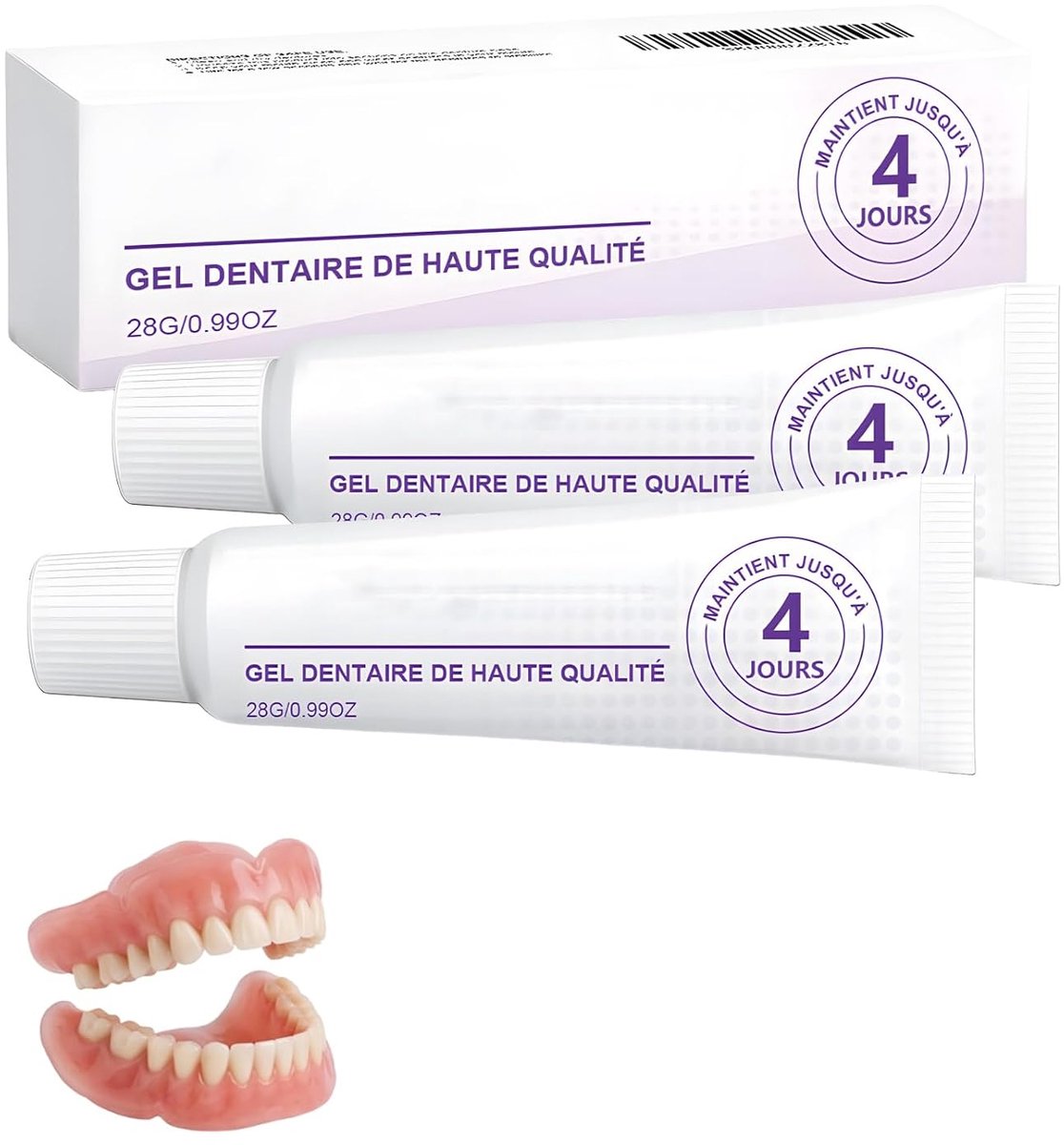 Tandlijm voor valse tanden - 2 tubes van 28 g - zelfklevend en duurzaam - betrouwbare grip voor prothesen - ShopVlot