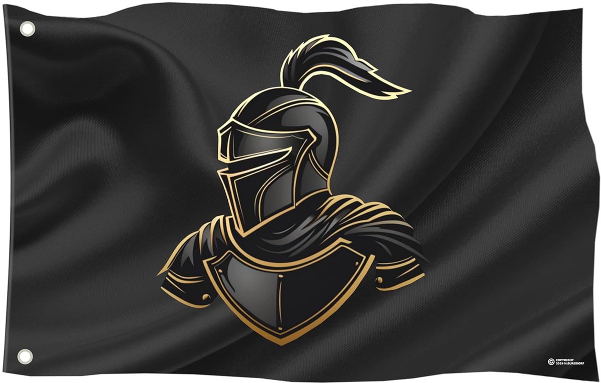 Pirate Flag 60 x 40 cm, Weatherproof, with Eyelets, for Outdoor and Indoor, 100% Polyester, Knight 1, Size S)) - ShopVlot