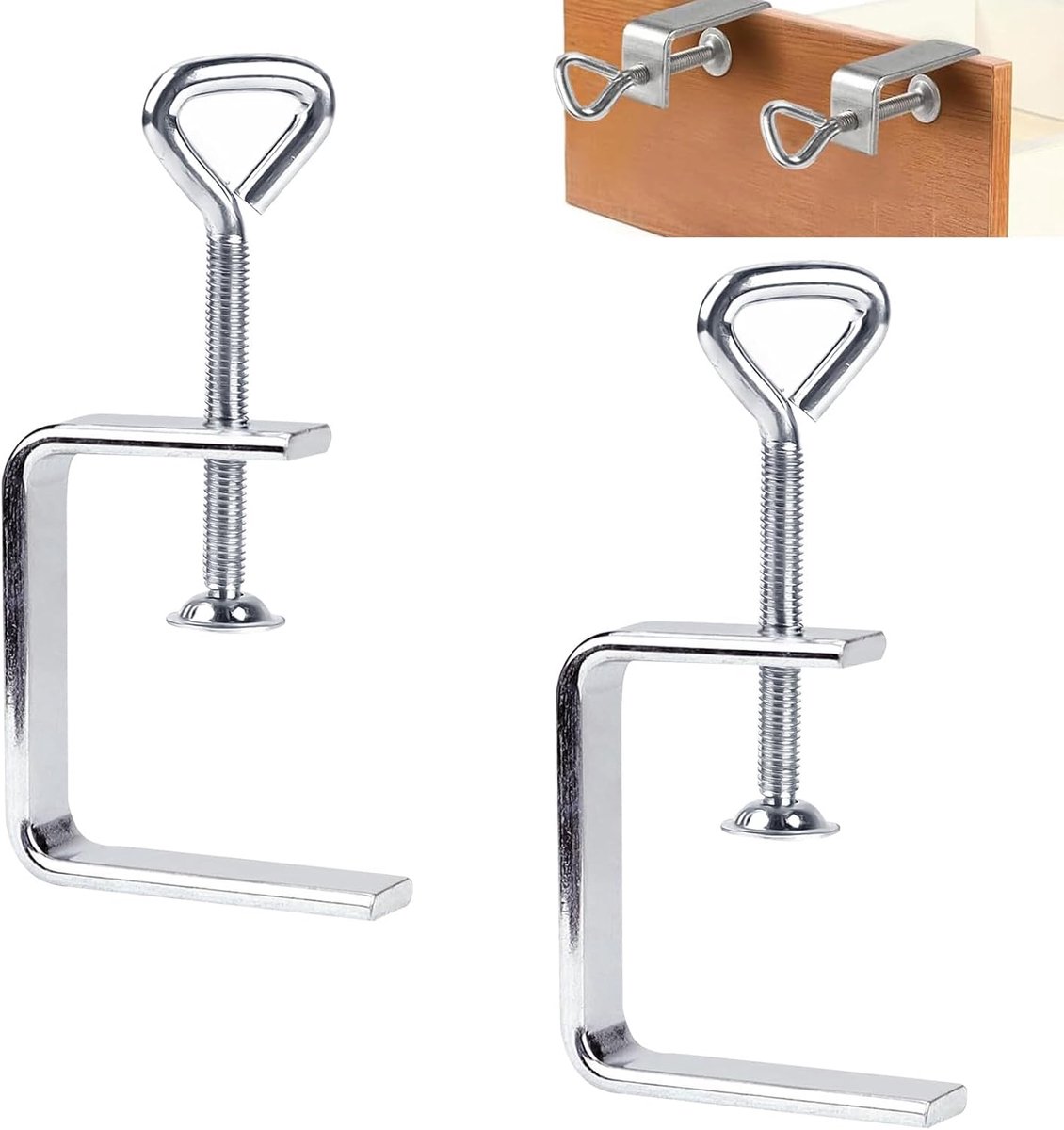 C-clamps, 2 pieces, silver, C-clamp, stainless steel, adjustable width, for woodworking clamps - ShopVlot