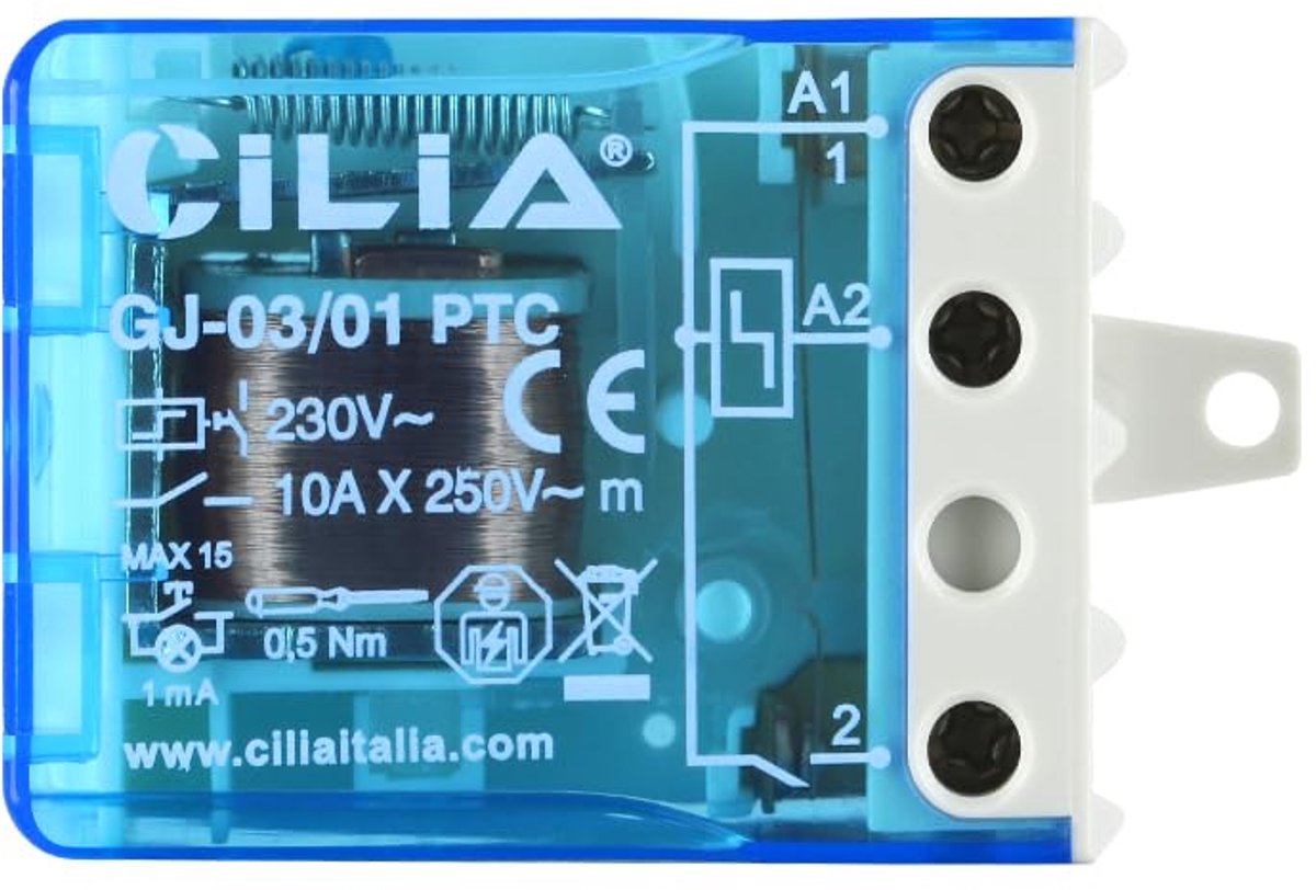CILIA Relay EVO Step Switch 1NO 230 V AC 50/60 Hz with Capacitor, CE Certified for Home Automation/Lighting Industry - ShopVlot