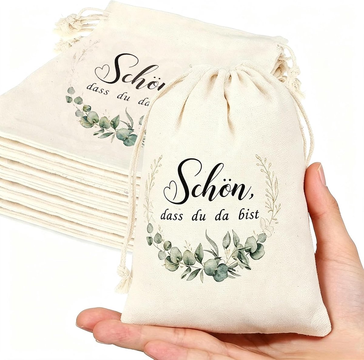 Kiswleon 15 stuks stoffen zakken met trekkoord, 15 x 20 cm, katoenen zakken om te beschilderen, stoffen zakjes om te - ShopVlot