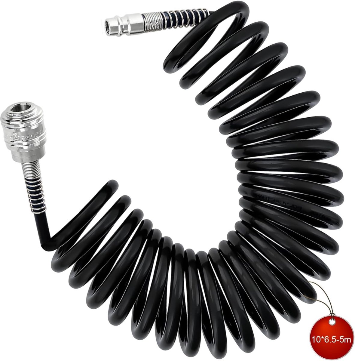Compressor Hose max 11 Bar, 6.5 x 10 mm Air Hose with 1/4 inch Connection, 5 m Compressed Air Hose, Black, for Gas - ShopVlot