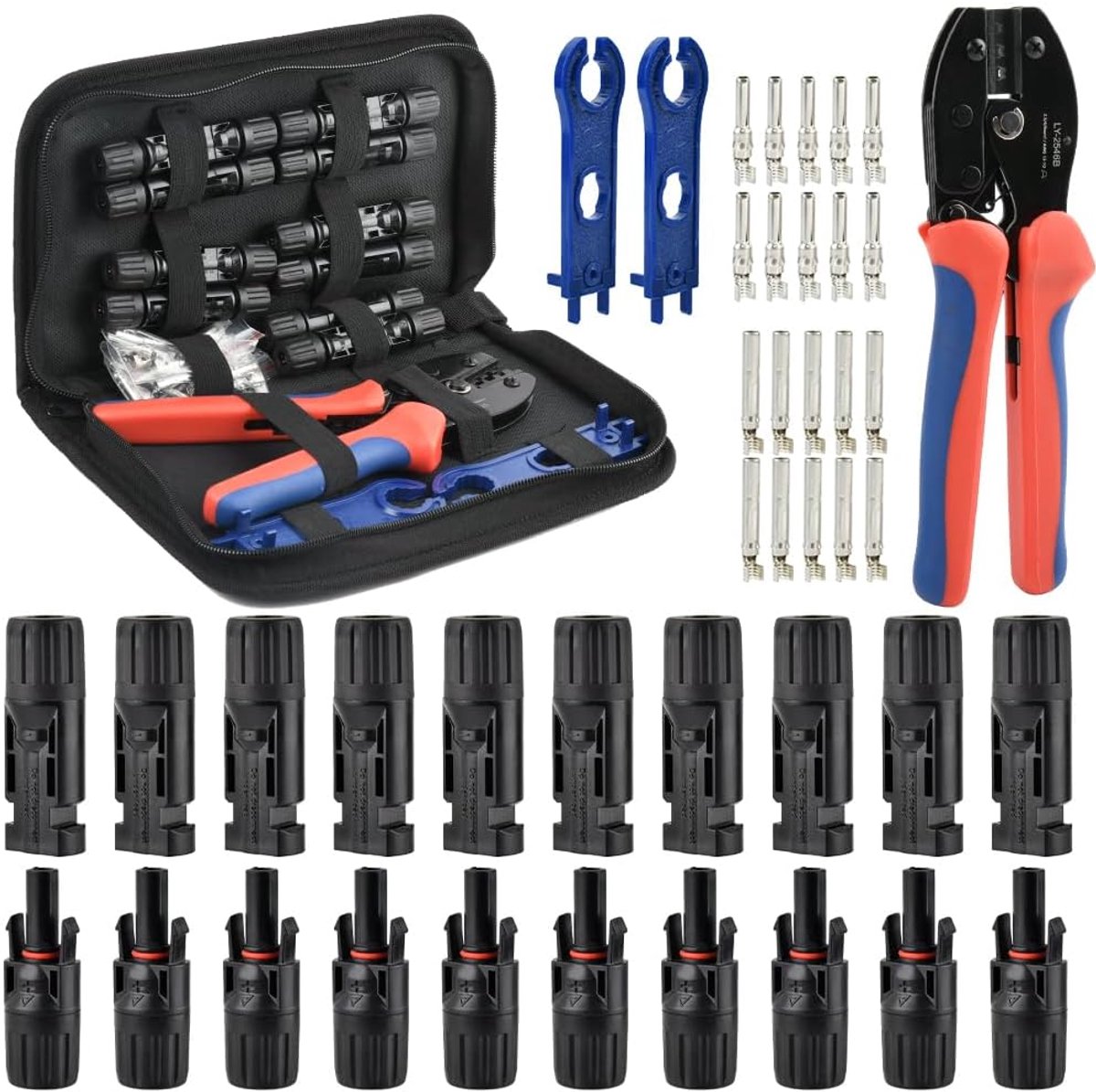 Crimping kit for photovoltaic installations for 2.5/4/6 mm², with 1 crimping pliers, 10 pairs of photovoltaic - ShopVlot