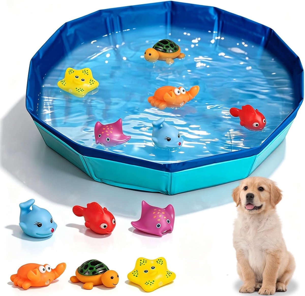 Pool for Dogs, Foldable, Portable Pet Pool, Cats, PVC, Robust with Drain, for Dogs and Cats (50 x 10 cm) - ShopVlot