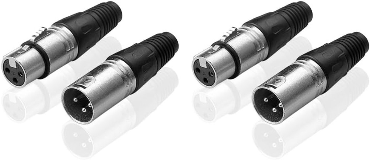 XLR Connector 3Pin XLR Male + Female Plug Adapter MIC Microphone Audio Cable Connector 2Pair - ShopVlot