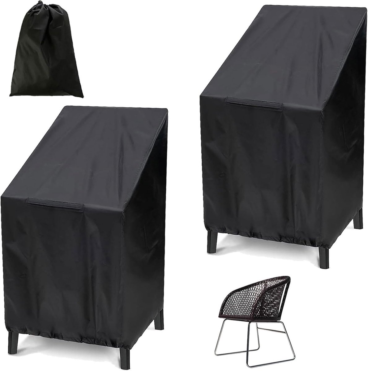 Stackable Garden Chair Cover, 2 Pieces, 65 x 65 x 120 cm, Garden Chair Cover, 210D Oxford Fabric, Dust Protective - ShopVlot