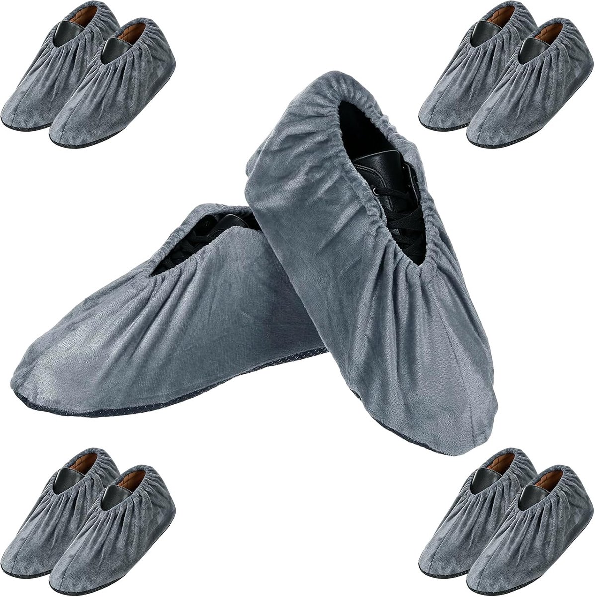 5 paar schoenovertrekken, herbruikbare antislipzool, flanel, stofvrije overschoenen, herbruikbaar, uniseks, maat - ShopVlot
