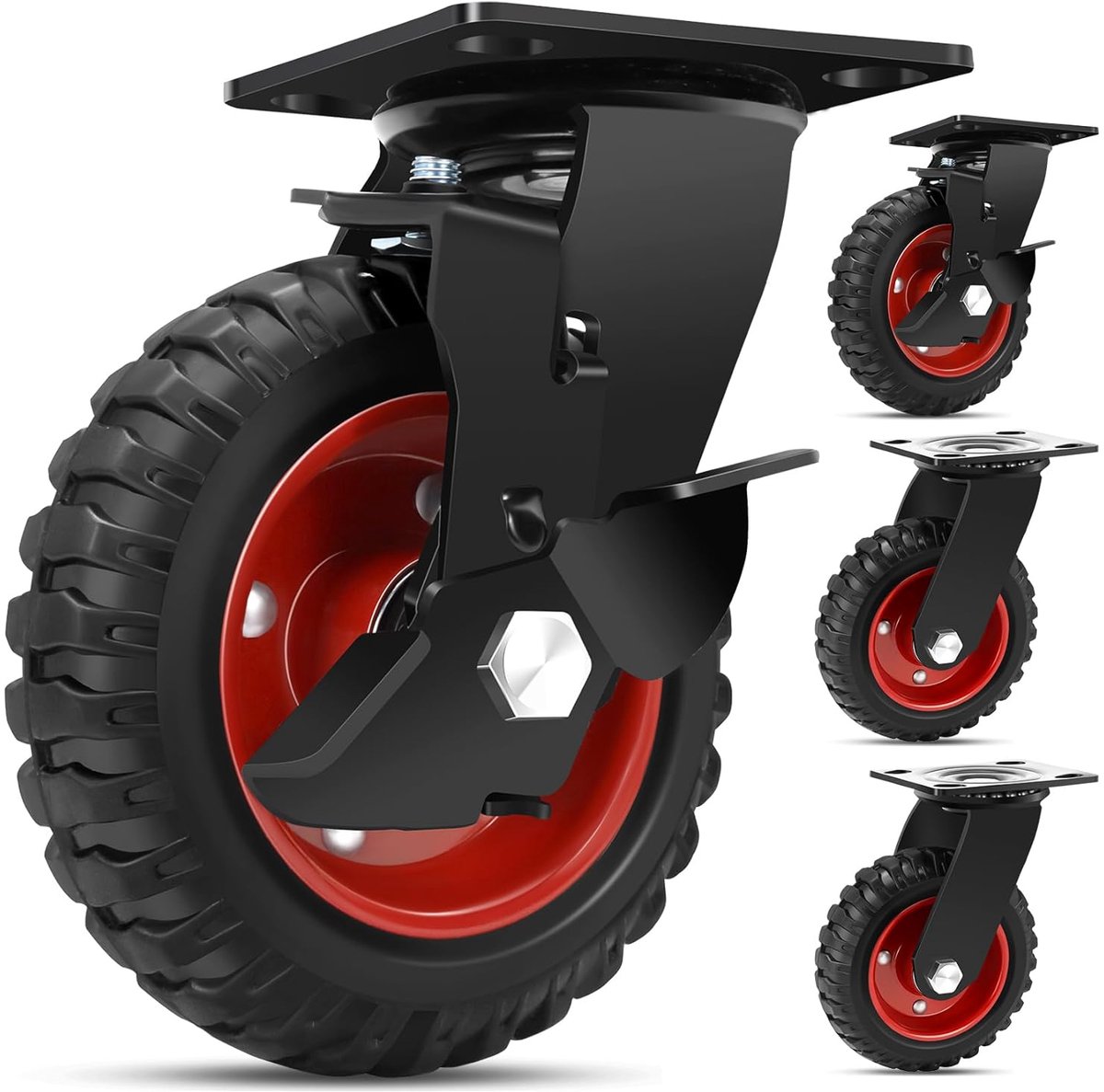 W B D WEIBIDA 150 mm solid rubber wheels, heavy load, load capacity 800 kg, 360 degree vibration damping castors - ShopVlot