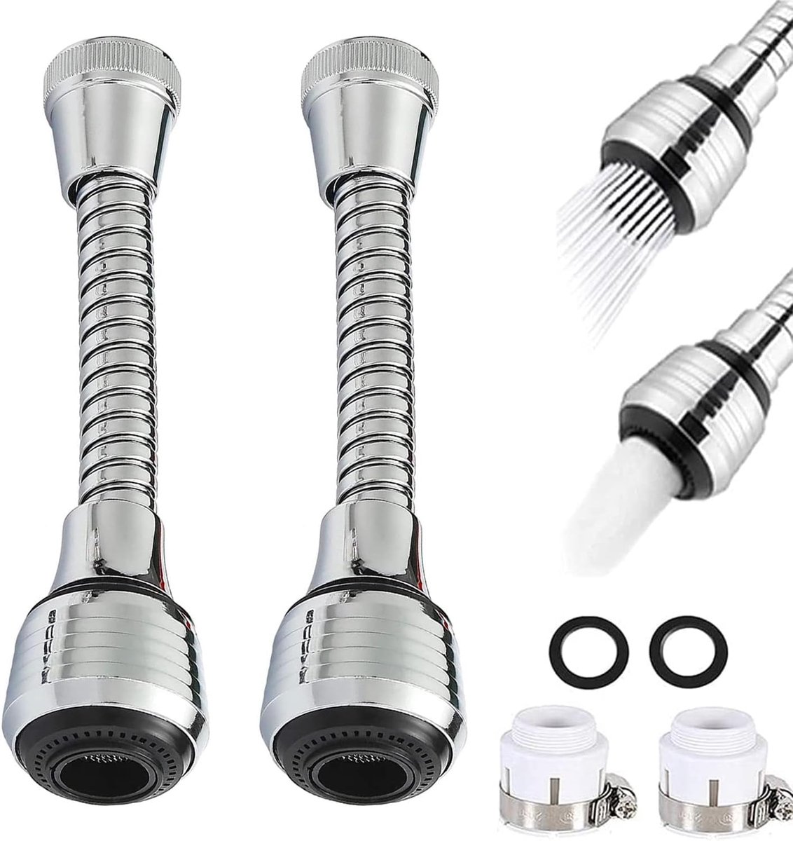 Pack of 4 360° Rotating Tap Attachments, Water Saving Faucet, Universal Shower Extension Connector, Kitchen and - ShopVlot