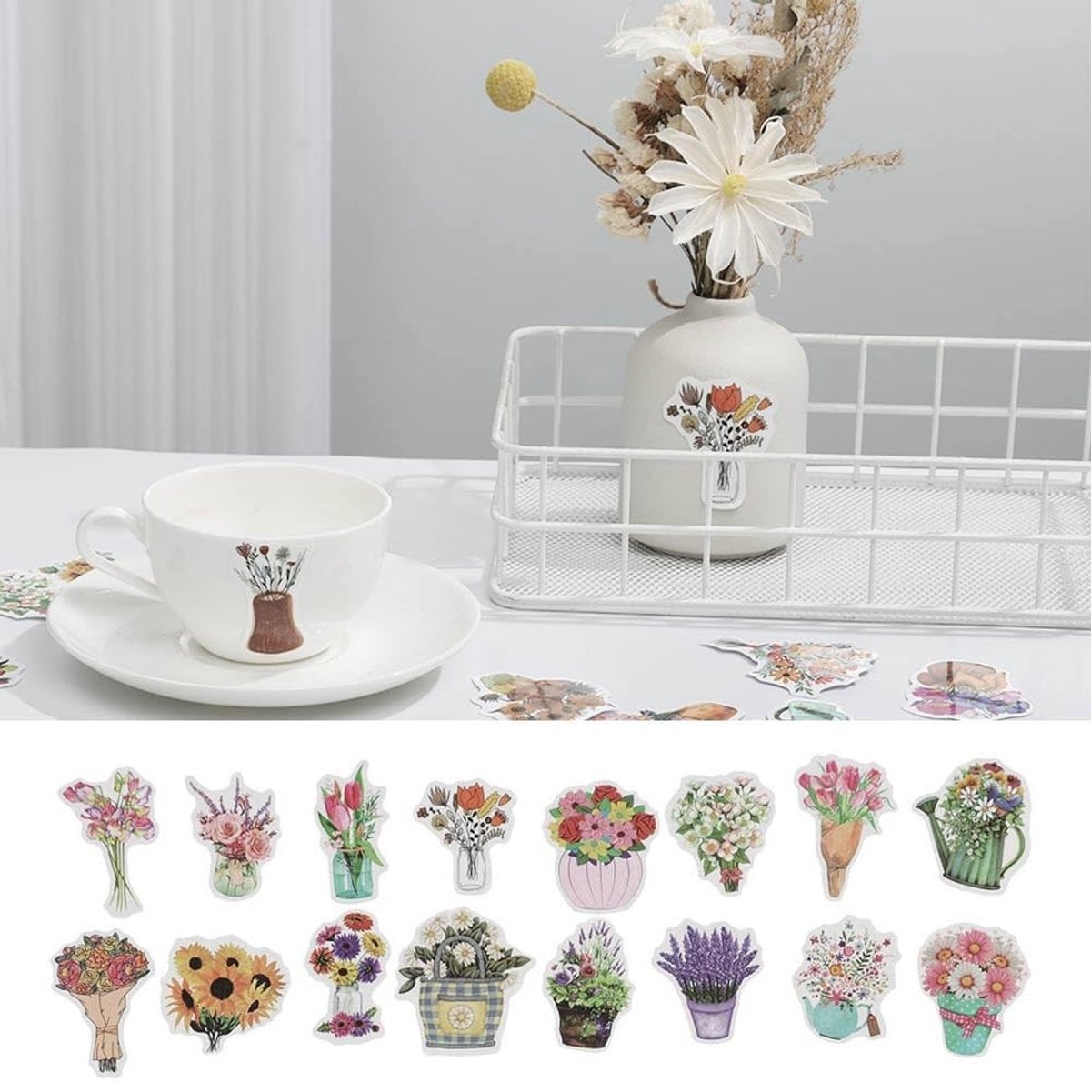 Solidchoice - Set van 50 Sensorische Stickers met Planten en Bloemen