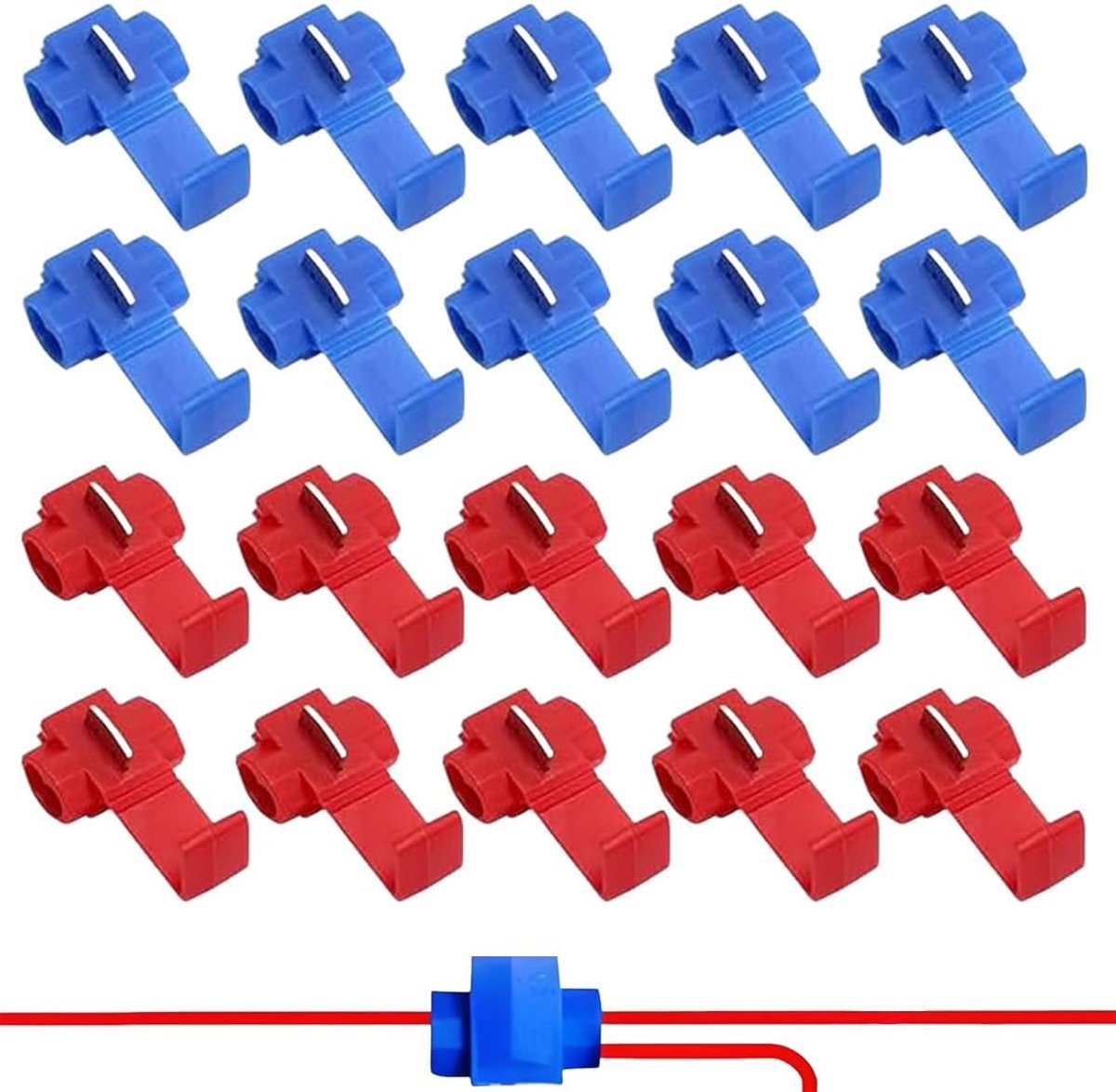 40 stuks elektrische kabelverbinders, snelverbinders, rood (0,5-1,0 m²) en blauw (0,75-2,5 m²), snelkoppelingen - ShopVlot