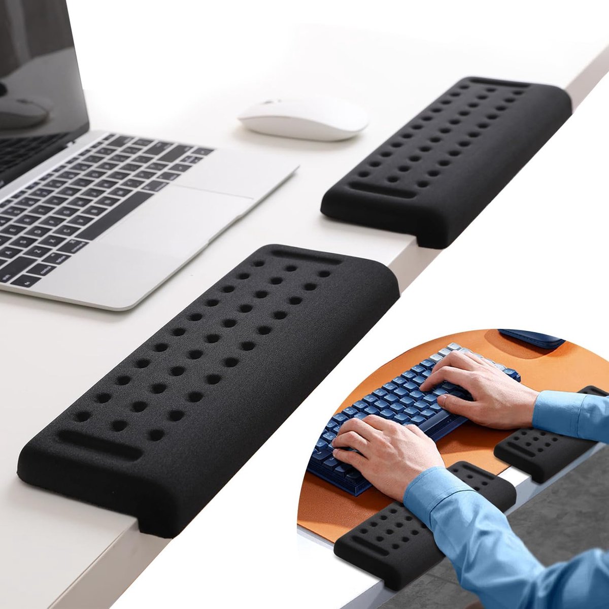 L-Shaped Keyboard Mouse Wrist Rest, 2-Piece Ergonomic Wrist Rest Set, Wrist Rest and Armrest, Desk with Non-Slip - ShopVlot