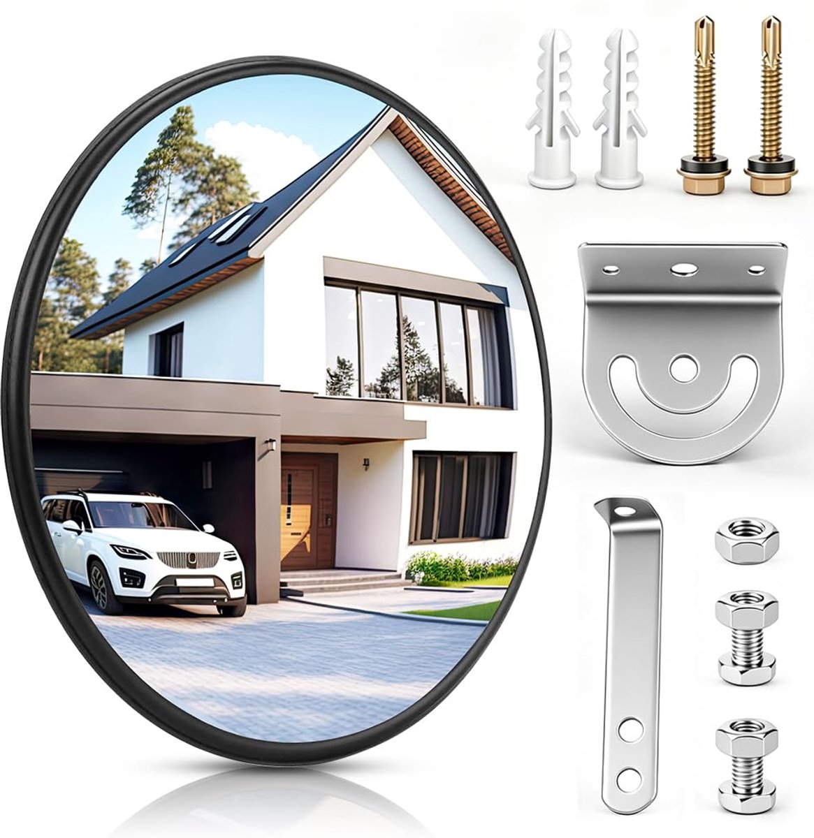 30 cm Traffic Mirror, Wide Angle Mirror, Convex, Round, Panorama Mirror, Parabolic Mirror, Observation Mirror, Convex - ShopVlot