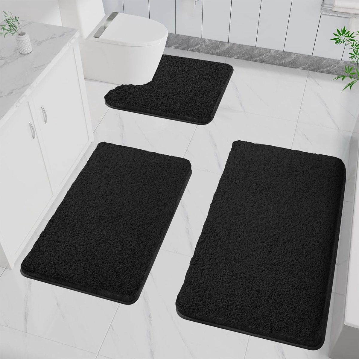 Bath Mat Non-Slip Soft Water Absorbent High Pile Microfiber Mat for Bathroom Machine Washable for Bathtub, Shower and - ShopVlot