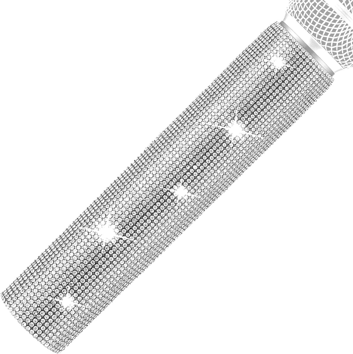 Musiin Microphone Silver Decoration With Glittering Rhine Grip For Round Microphone With Diameter 1.58 Inch, Draws - ShopVlot