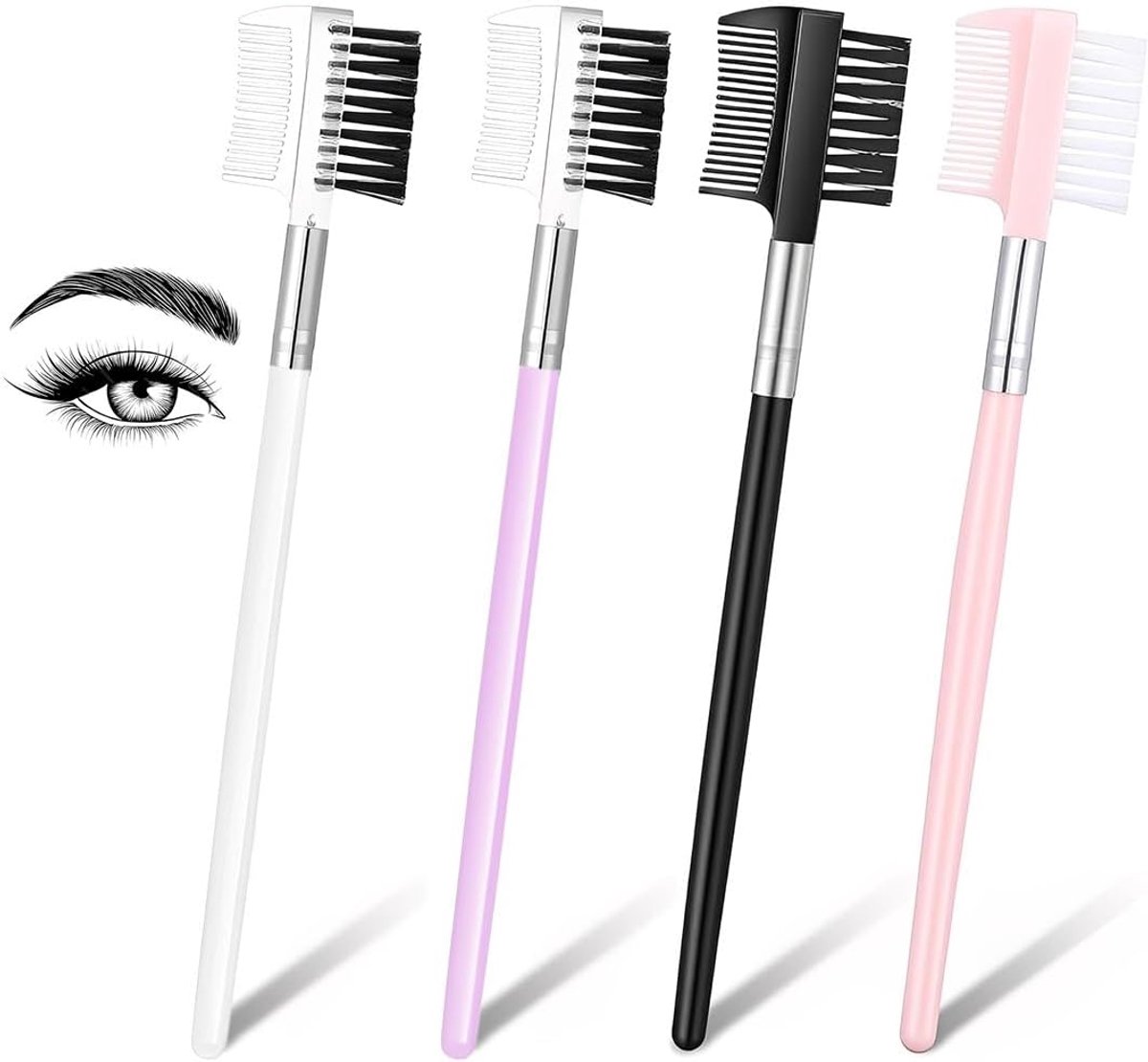 Eyelash Comb, Pack of 4 Eyebrow Brushes, Eyebrow Brush, Eyelash Brush, Eyelash Divider, Eye Makeup, Mascara Removal - ShopVlot